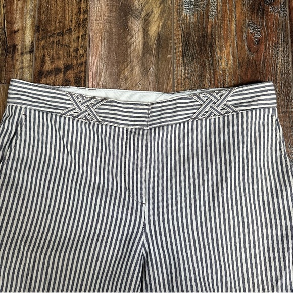 Tory Burch Cotton Striped Pants 10 White Gray - Picture 3 of 6